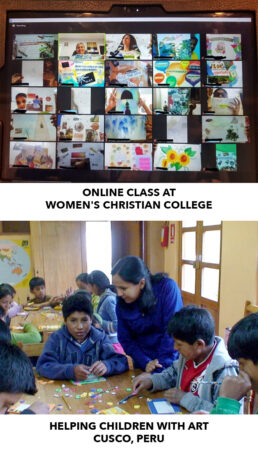 A woman is teaching children in an orphanage.